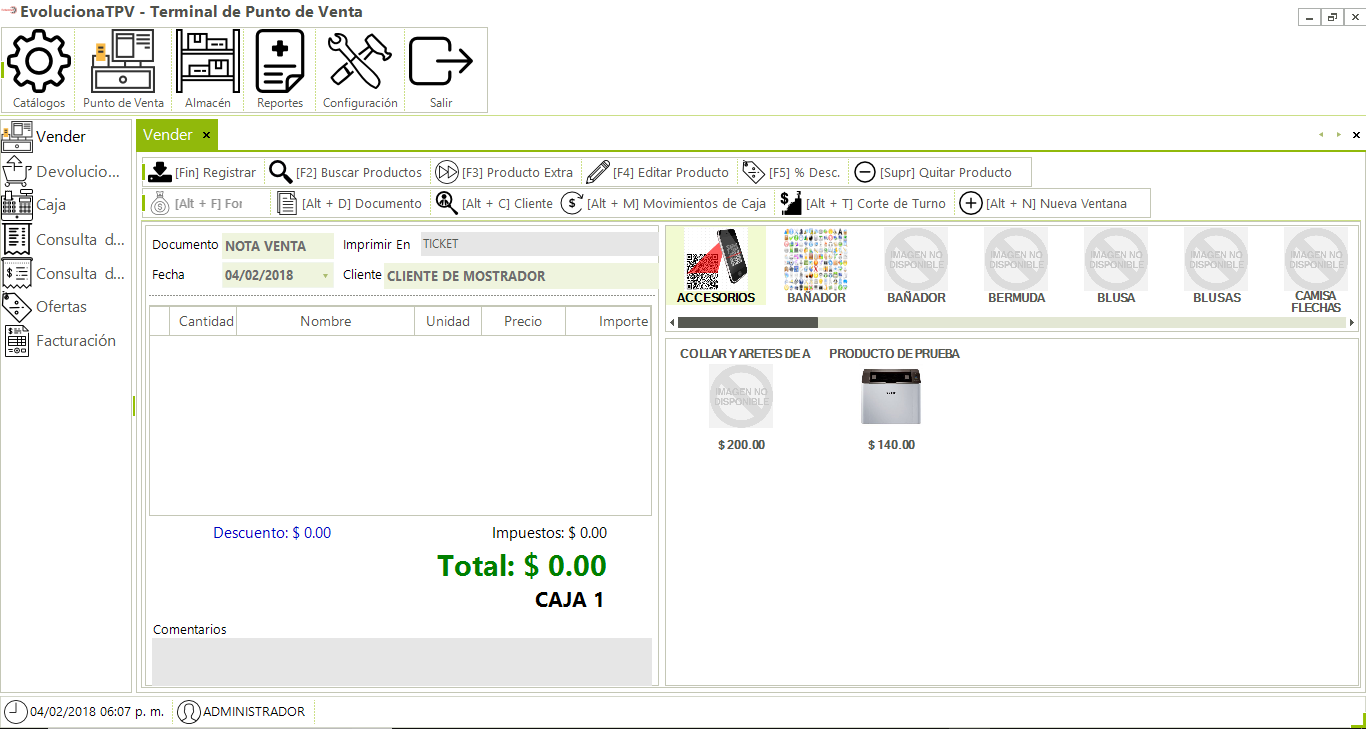 Pantalla de ventas touch